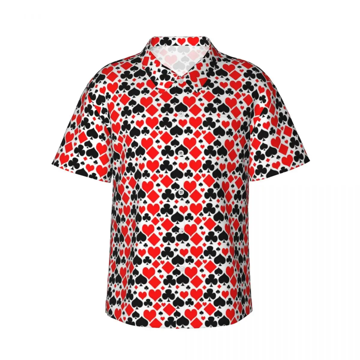 Playing Cards Vacation Shirt Clubs and Spades Hawaiian Casual Shirts Men Retro Blouses Short-Sleeve Breathable Design Clothing