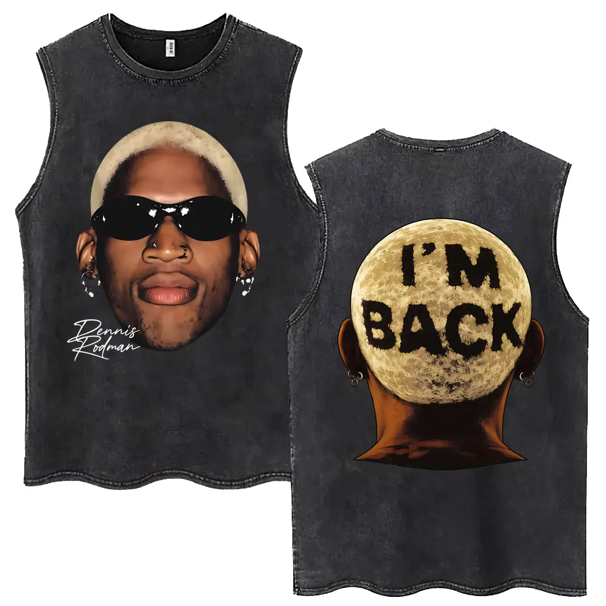 Awesome The Worm Dennis Rodman Vintage Washed Tank Tops Men Women Fashion Hip Hop Oversized Sleeveless Vest T Shirts Streetwear