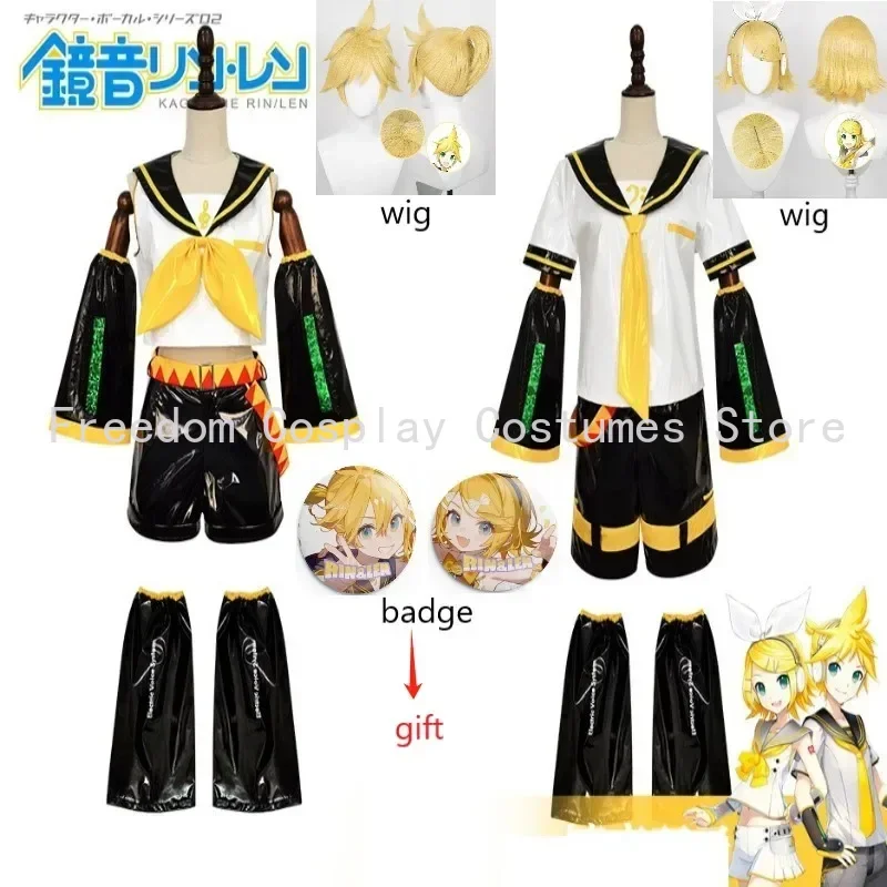 

Anime Kagamin Len/Rin Cosplay Costume Rin Kagamin Uniform Len Outfits Iinclude Sleeves Leggings Headwear for Comic Con Outfits