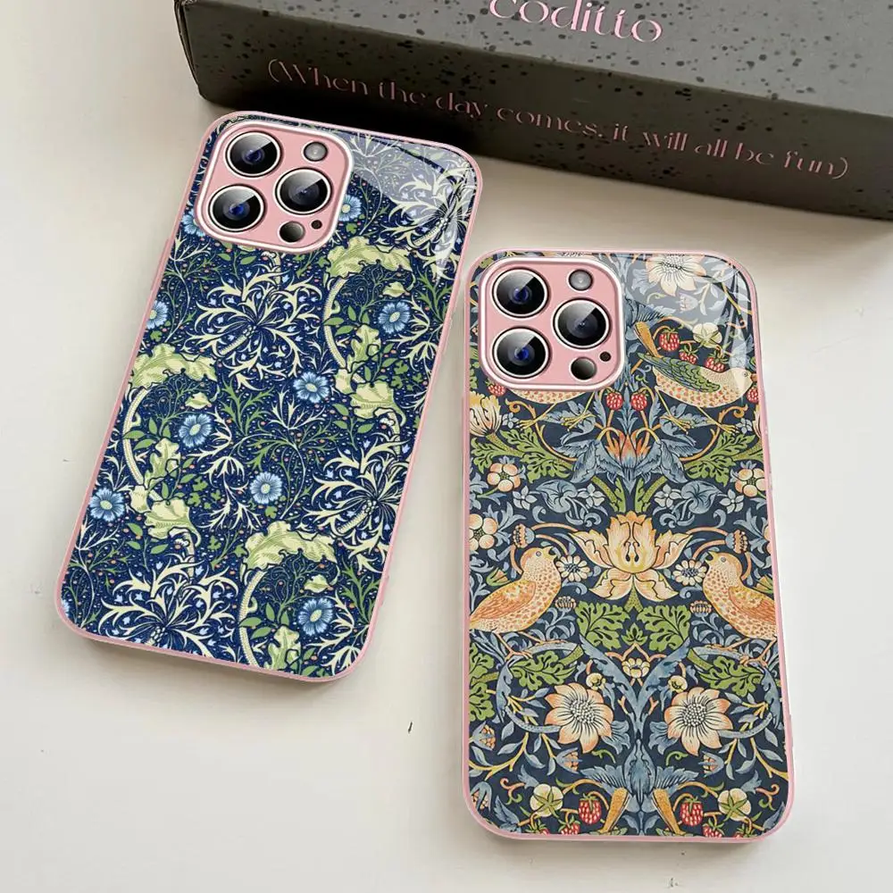 William Morris Thief Design Phone Case For iPhone 14 13 12 Mini 11 Pro XS Max X XR 14 Plus Tempered Glass Cover