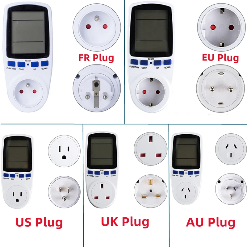 Prise de wattmètre LCD numérique, puissance souveraine, compteur d'énergie h, AC 220V, prise UE, analyseur de puissance