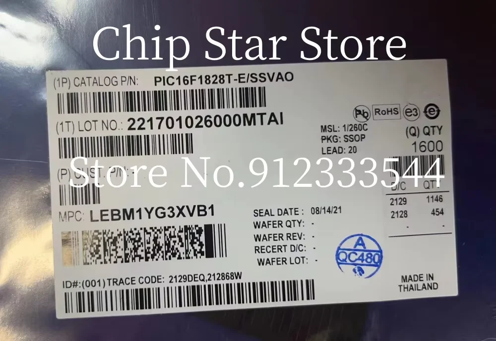 5-100pcs  PIC16F1828-E/SS  PIC16F1828T-E/SS  PIC16F1828  SSOP20  100%New And Original