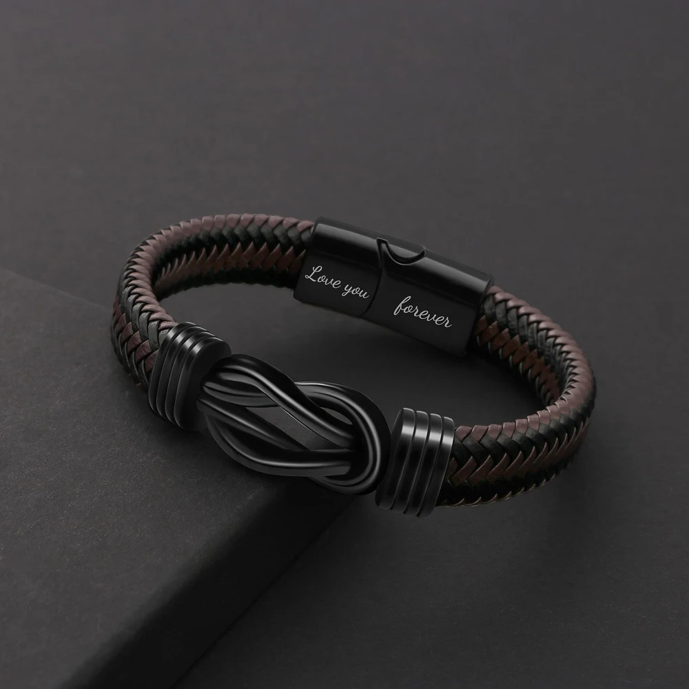 Men Leather Bracelets Birthday Gifts for Dad New Dad Daddy to Be Brother Boys Men Him on Christmas Valentines Day Father\'s Day