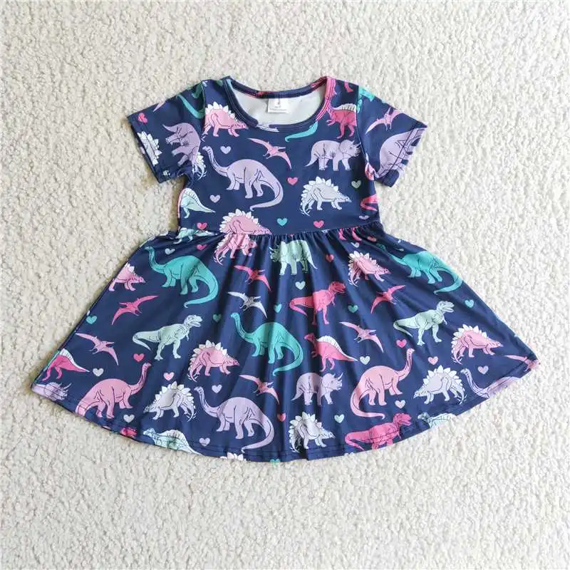 Kids Valentine\'s Day Dress Short Sleeve Heart Print Baby Girls Clothing Toddler Boutique Clothes
