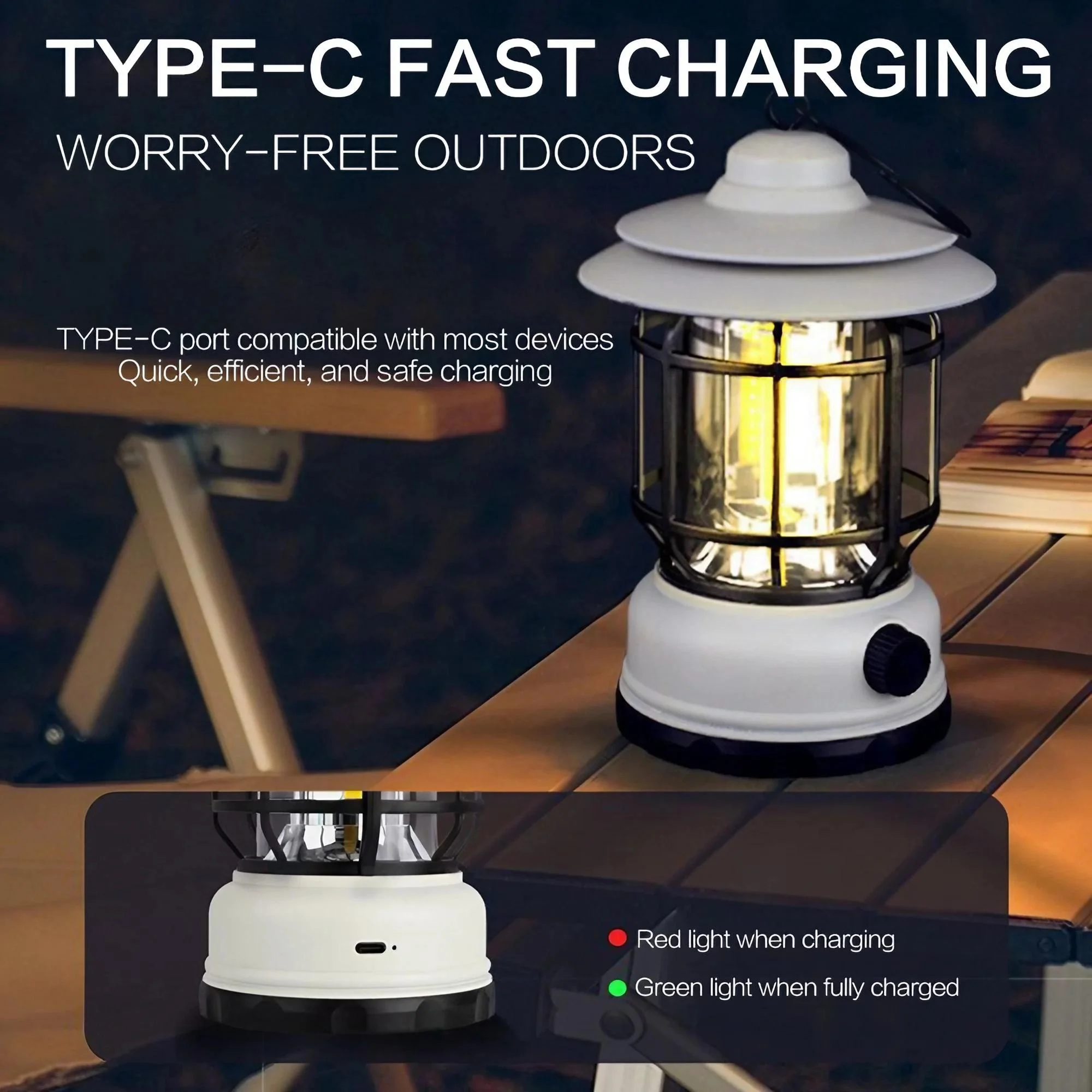 Camping Illuminator Versatile Portable USB Fast Charging Outdoor LED Camping Lantern Vintage Design Ideal Home Tent Emergencies