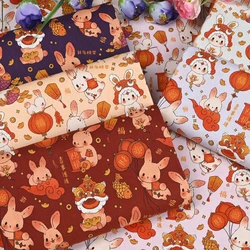 Rabbit Print Fabric, 100% Cotton, Handmade DIY Bag, Red Envelope, Garment Sewing Tissue, CR-1677, New Year