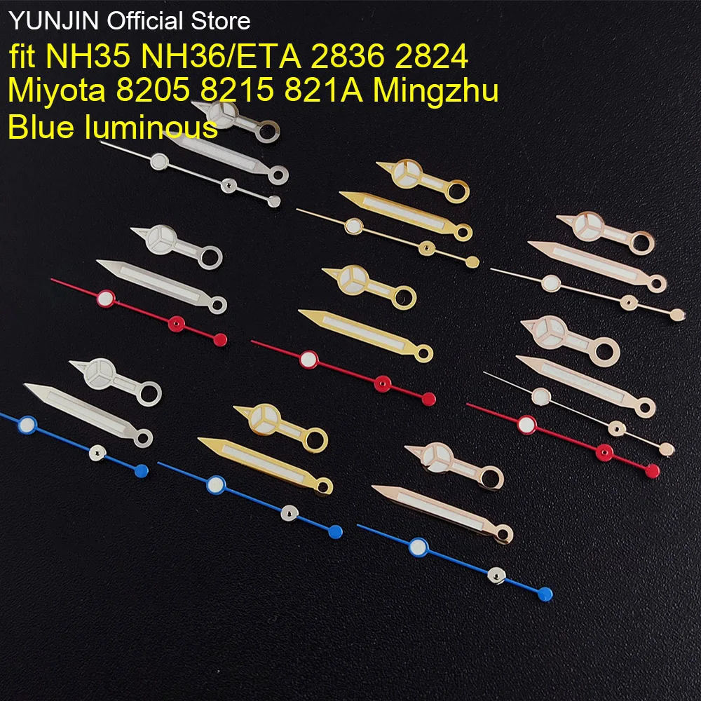 Watch Hands Blue Green Luminous Hands Fit NH 35 NH36 ETA 2836 2824 Miyota 8205 8215 Movement