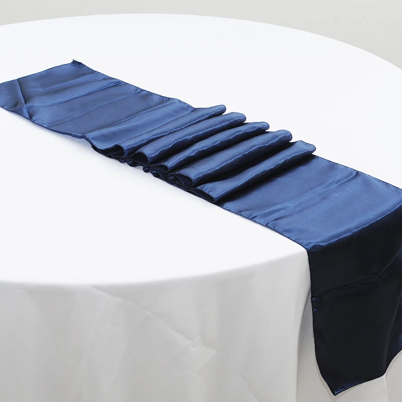 1PC Wedding Party Burgundy Satin Table Runner Modern Royal Blue For Round Dining Tables Decoration 30*275cm