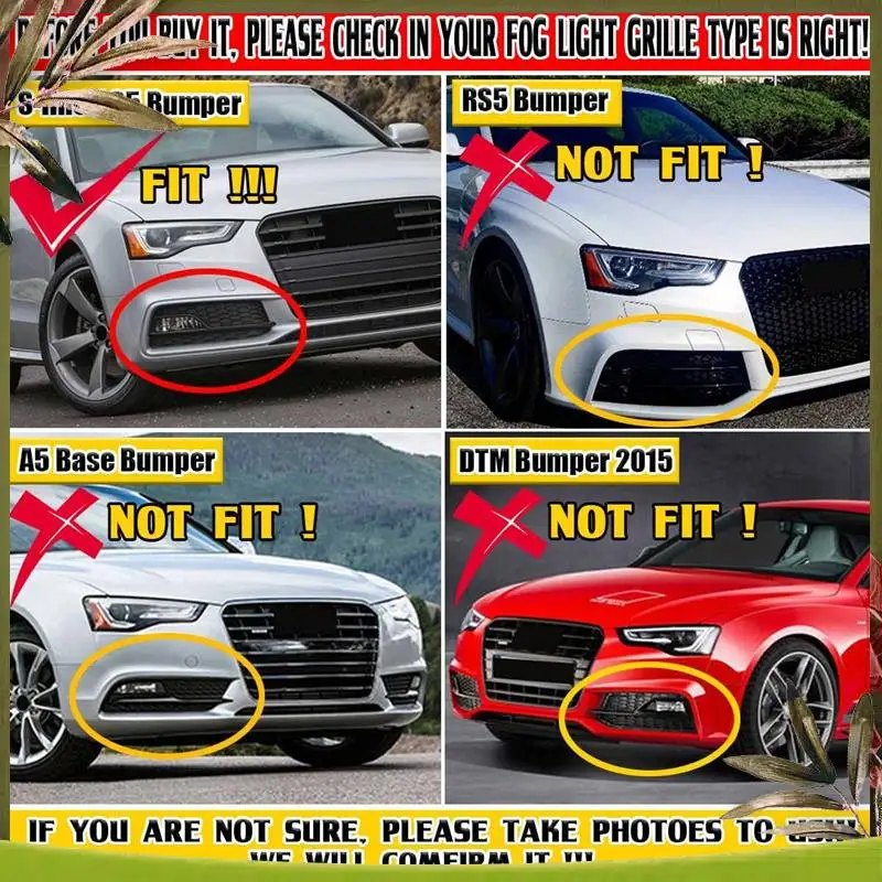 AB98-1 Para Przednich Samochodowych Osłon Siatek Lamp Przeciwmgielnych Grill Plaster Miodu Do S5 A5 S-Lines 2013-2016 8T0807681M Części