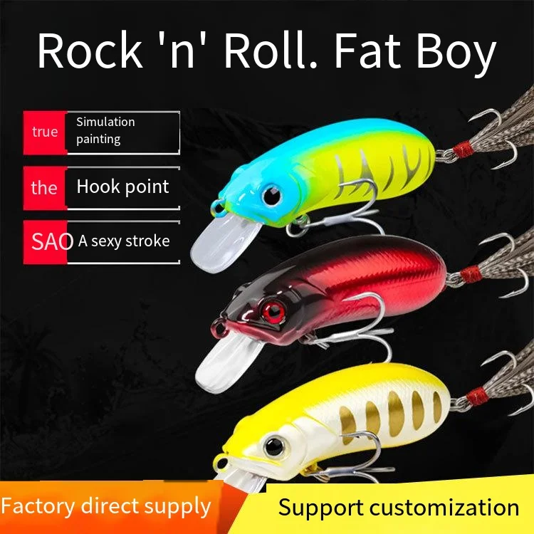 

Luya Bait Mino Rock Little Fatty Floating Hard Bait Long Range False Bait Freshwater Perch Flipped Mouth Biomimetic Fish Bait