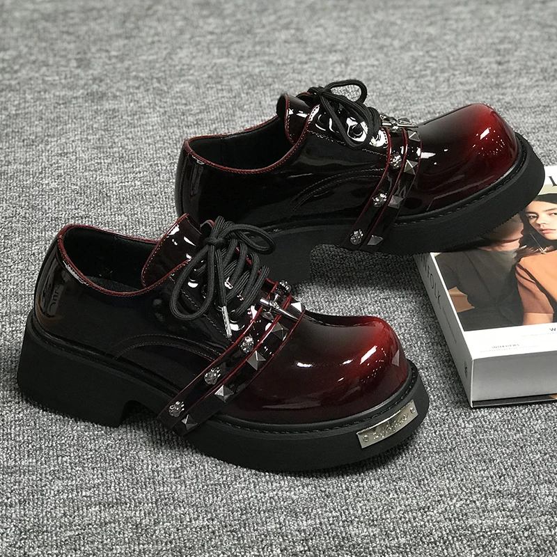 

Мужские кожаные ботинки Bla Rivet на толстой подошве, увеличивающие рост, повседневные, с массивным носком, высококачественные, модные, в стиле ретро