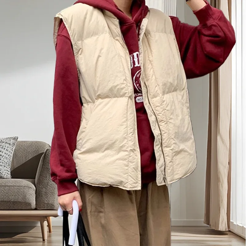 

Women Duck Down Vest Sleeveless Short Puffer Jacket Quality Winter Waistcoat roupas femininas casacos e jaquetas de frio JK-174