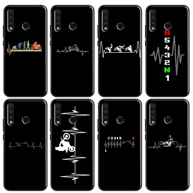 Motorcycle Heartbeat Case For Huawei P30 P20 P40 P60 Pro Nova 9 5T P Smart Honor Magic 5 Lite X8 X9a 50 70 Cover