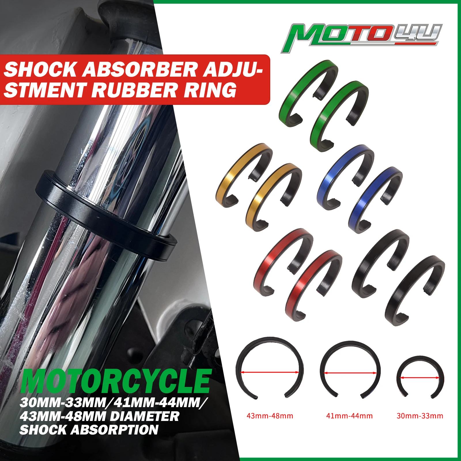 

MOTO4U 2PCS Motorcycle Shock Absorber Adjustment Rubber Ring Accessories 30-33MM/41-44MM/43-48MM For Kawasaki Ninja For YAMAHA