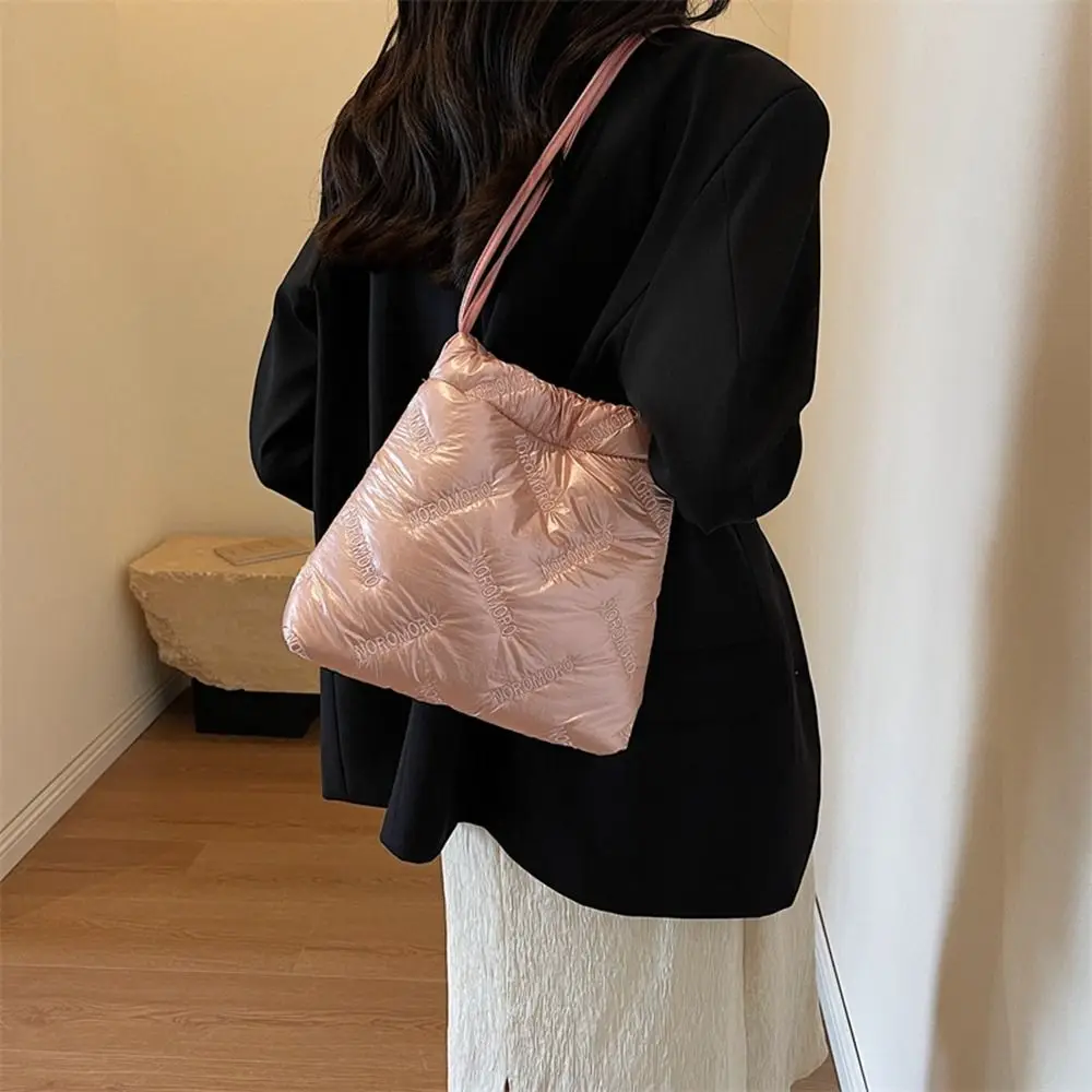 Solid Color Embroidery Bucket Bag Cloud Underarm Bag Letter Bubble Shoulder Bag Large Capacity Shopping Bag