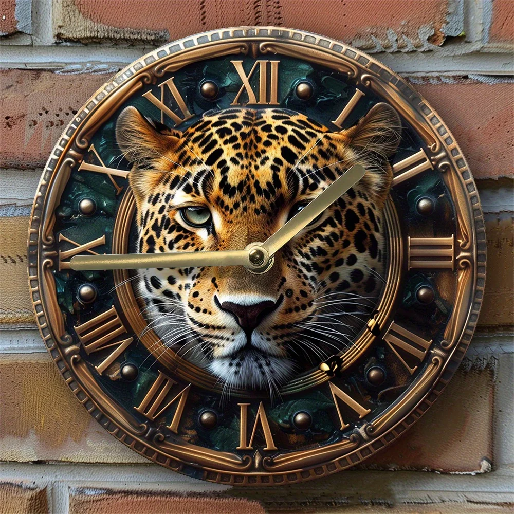 

Silent Aluminum Wall Clock With Leopard Design - Perfect For Summer Decor & Independence Day Gifts, Diy Craft Supplies