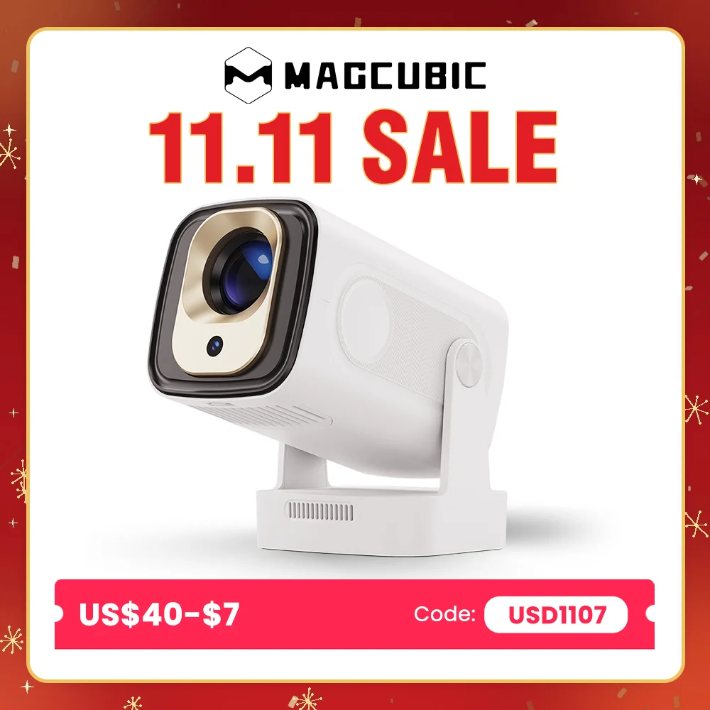 Magcubic HY310 Auto Focus Projector 1080P Native 4K 330ANSI Android 11 WiFi6 BT5.4 Mini Outdoor Movie Projector with Air Mouse
