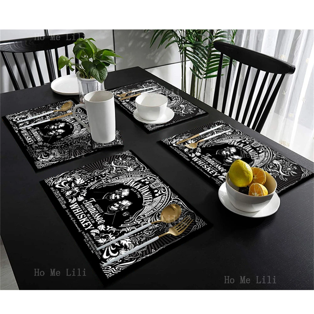 Two Hands Holding The Glass Surrounded By Flowers Rock Music Guitar Alternative Style Polyester Fabric Placemats