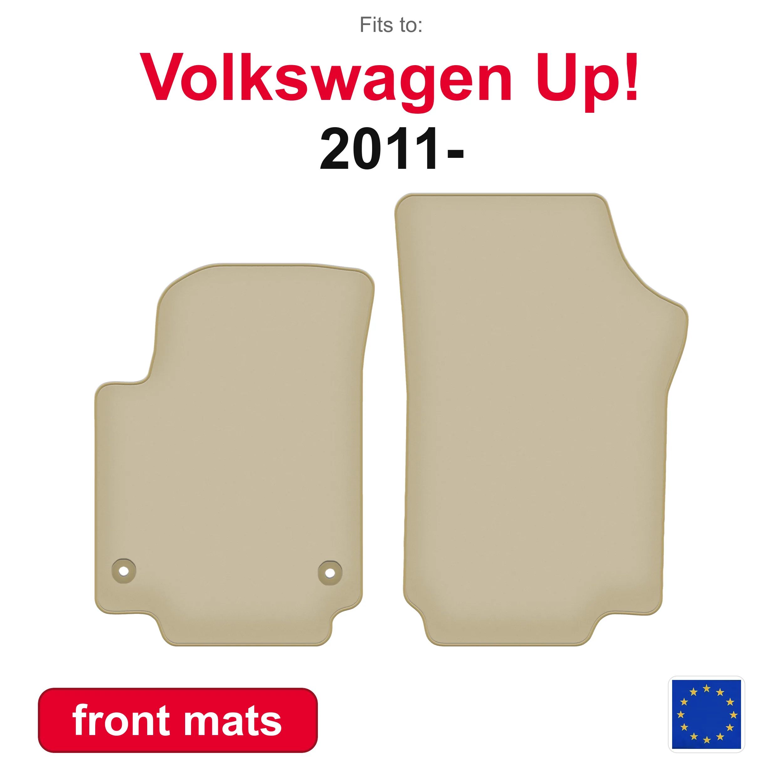PREMIUM Auto-Fußmatten für Seat Mii Hatchback (2011-) – Beige, 2 Stück, passend für Auto-Fußmatten-Set