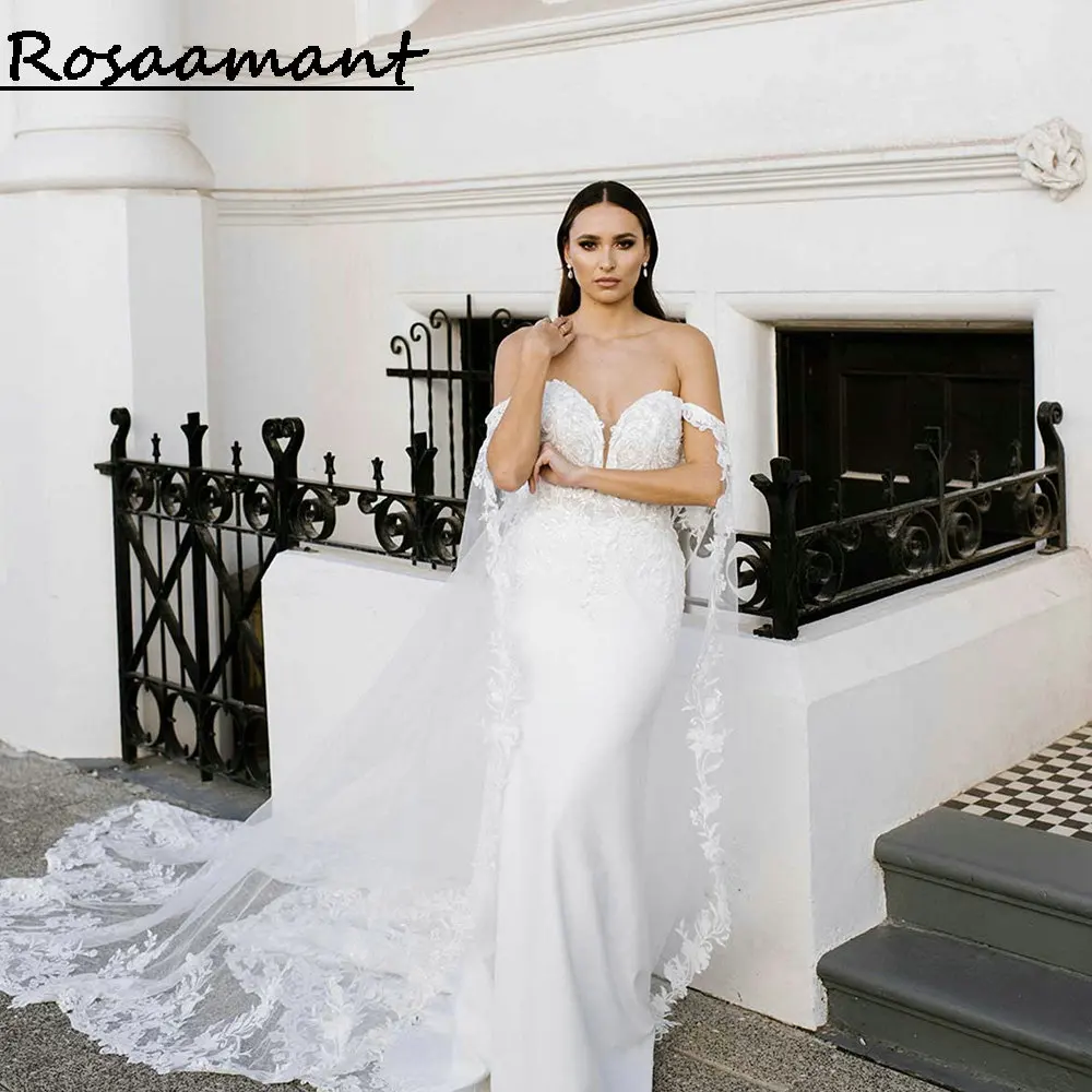 

Романтичные Свадебные платья с открытыми плечами и юбкой-годе с кружевной отделкой