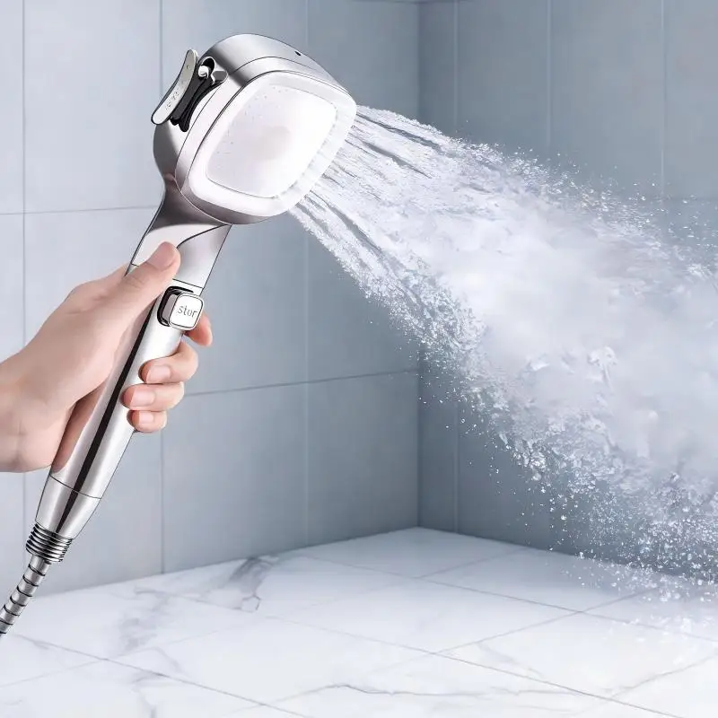 4 Modes High Pressure Shower Head With On/Off Switch Button Water Saving Filter Handheld Bathroom Shower Sprayer Nozzle