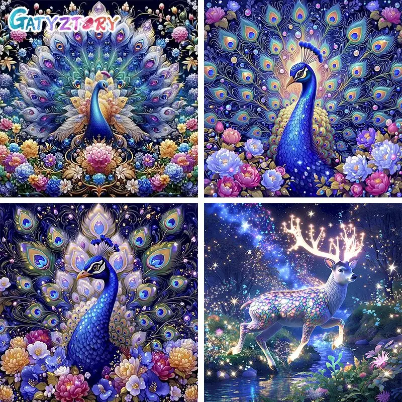 

GATYZTORY Diamond Painting Kit Living Room Decoration Diamond Painting Kits For Beginners Peacock Full Round Diamond Art