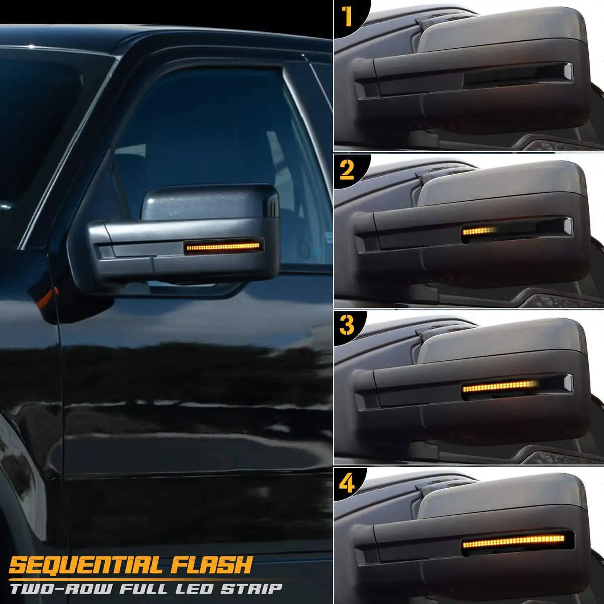 2pc Dynamic Sequential Blink/Flow LED Side Mirror Turn Signal Light Assembly For 2009-14 Ford F150,For 2010-14 Ford SVT Raptor