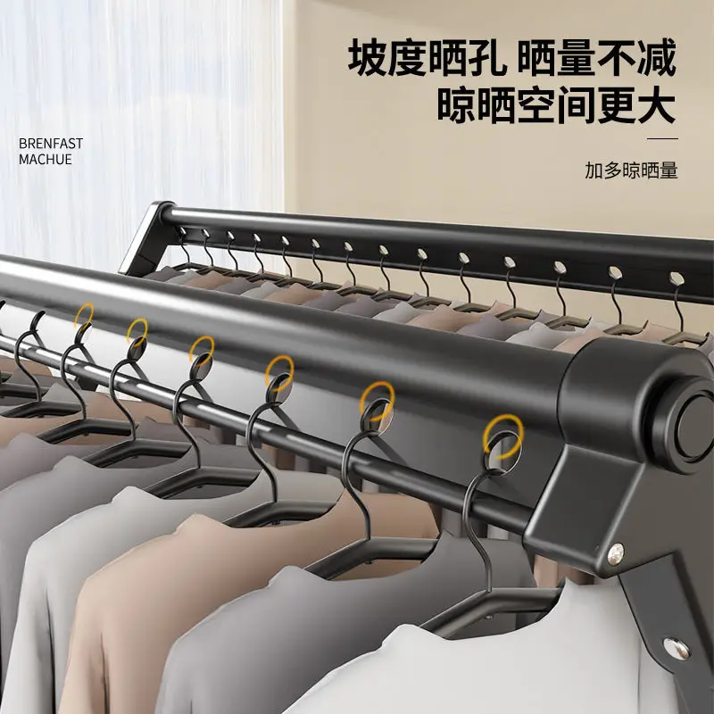 Aluminum alloy floor-standing drying rack, balcony, household windproof folding, indoor and outdoor thickening, telescopic