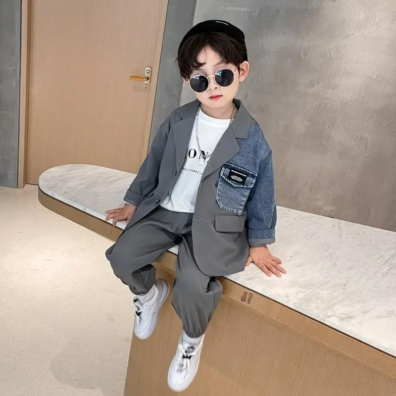 

Spring Autumn Formal Boy Suit for Weddings Children Party Costume Clothing 2Pcs/Set Blazer Vest Pants