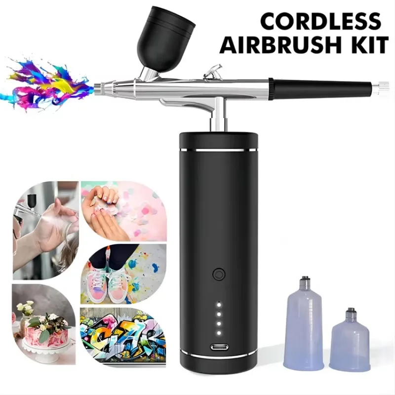 

Portable Cordless Airbrush Compressor Kit Makeup Nails Art Cake Decorating Tattoo Stencil Rechargeable Airbrushes Kit