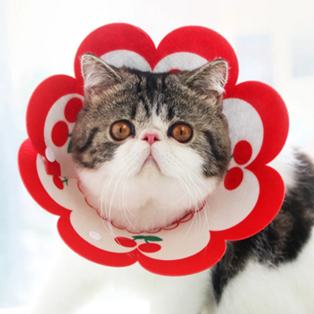 

Cat Collar Felt Pet Recovery Anti Licking Bite Protective After Surgery Comfortable Adjustable Easy Use Cat Collar