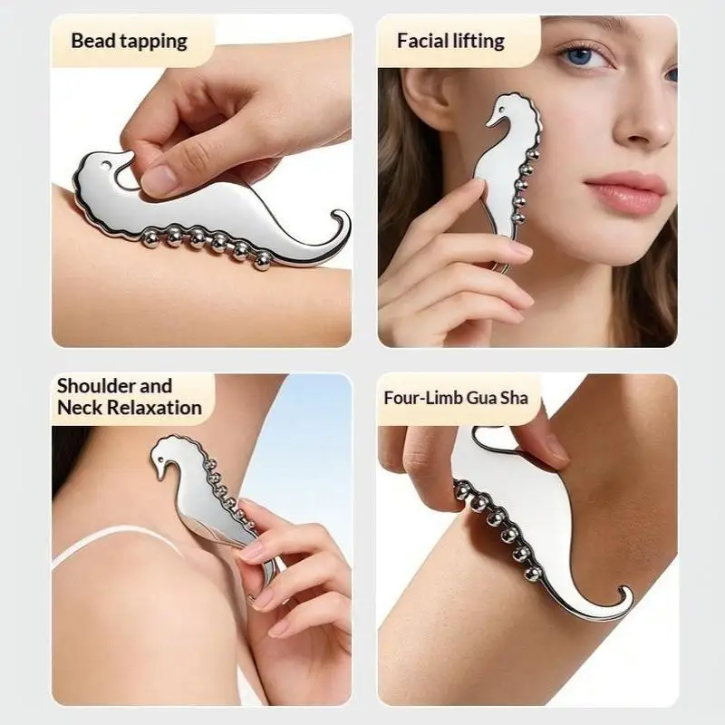 Manual Head Massager Scalp Comb Protable Stainless Steel Gua Sha Face Tool Trigger Point Massager For Foot Hand Back