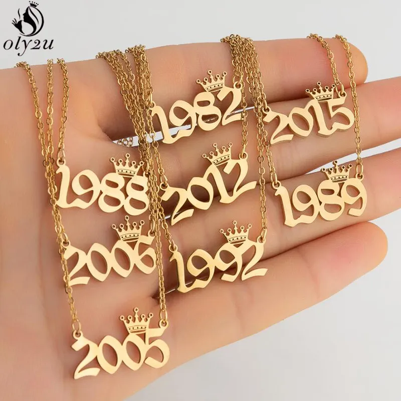Цепочка с подвеской в виде короны для женщин, из нержавеющей стали, 1980-2024