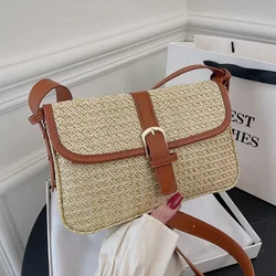 Summer straw bag women's new fashion small square bag foreign style braided bag simple fashion single shoulder crossbody bag