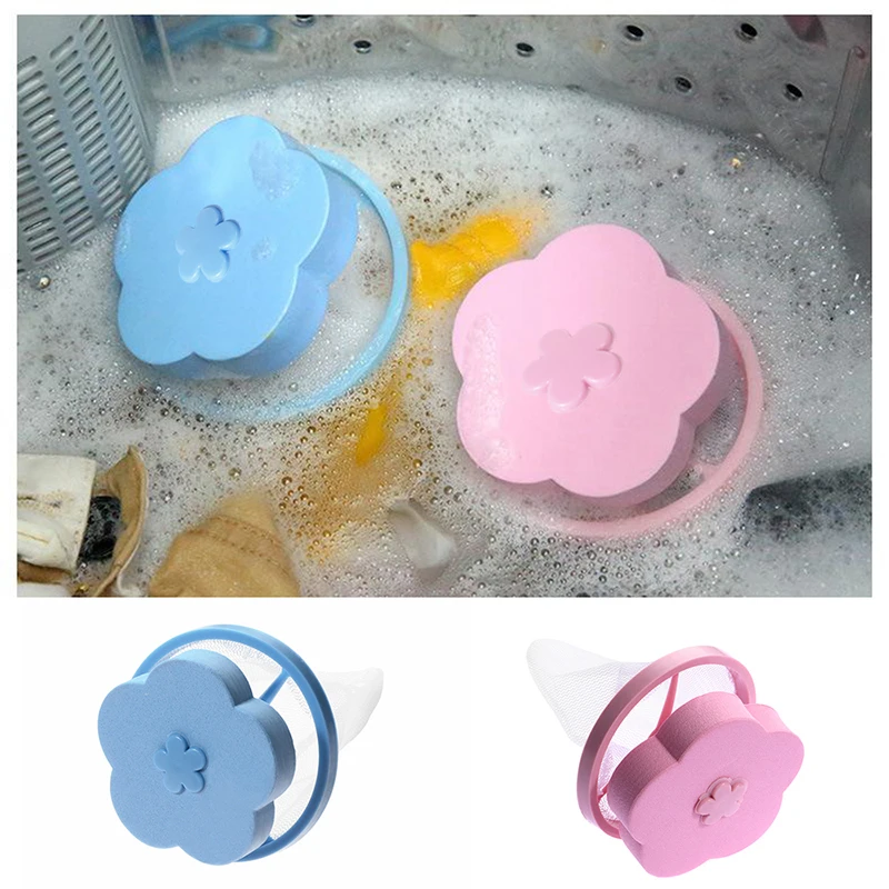 Floating Lint Filter Mesh Bag Floating Washing Machine Filter Net Flower Shaped Reusable Pet Hair Catcher Remover Laundry Tool