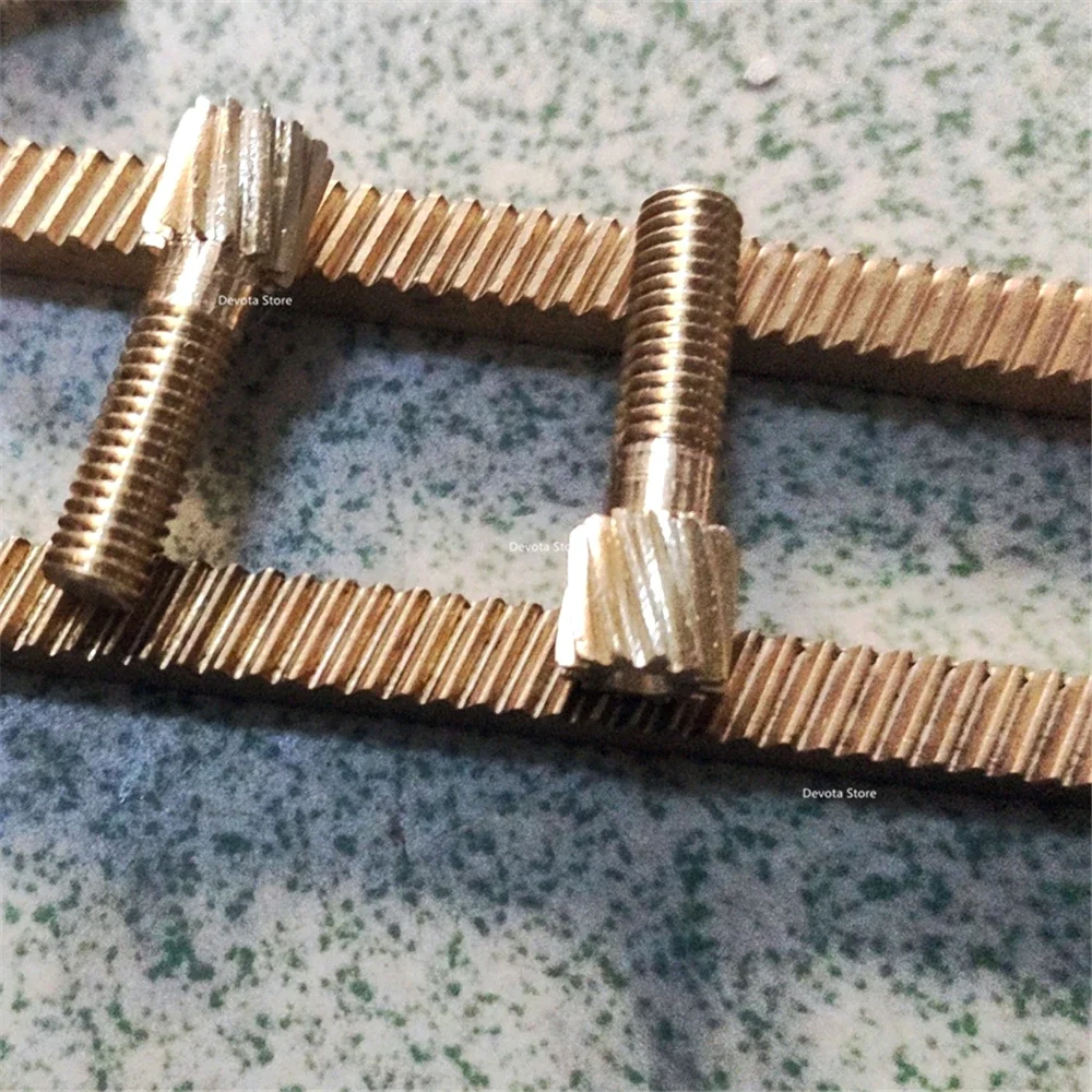 0.5M 12T Helical Gear Rack Copper Long Screw Shaft DIY Model Cutting Lifting Platform