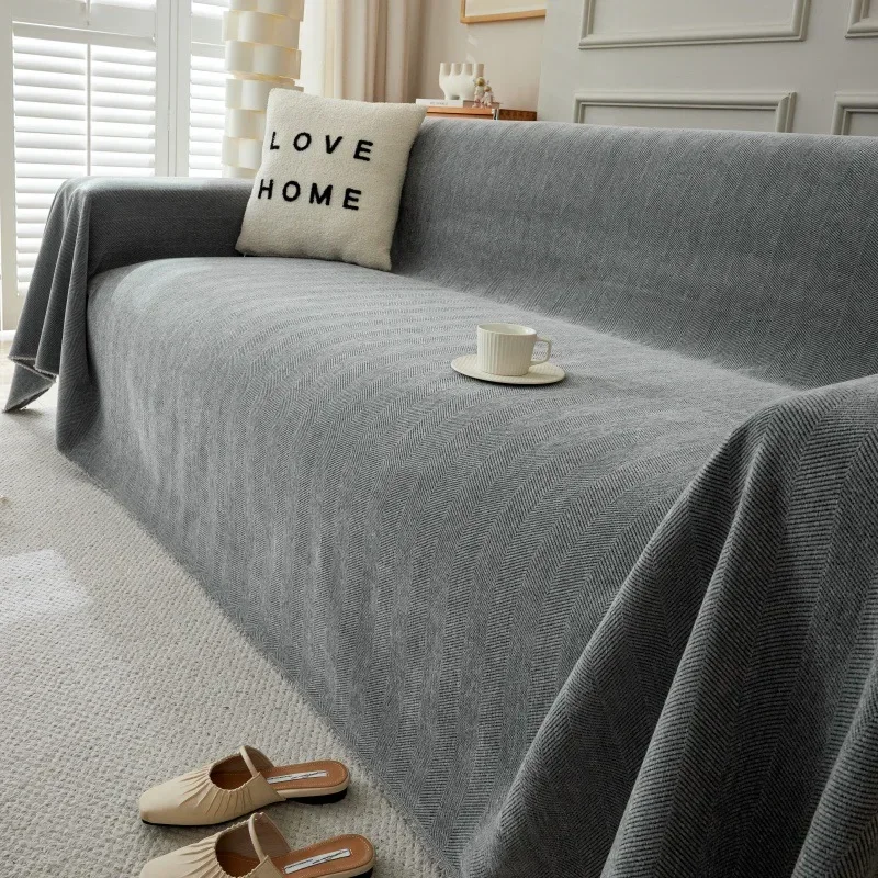 Thicken Chenille Blanket Classic All-inclusive Simple Couch Cover Towel Non Slip Office Nap Shawl Cushion Home Decoration