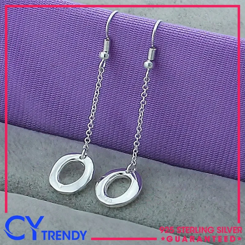 

925 Sterling Silver Chain Letter O Stud Earrings For Women Wedding Party Gift Accessories Fashion Jewelry