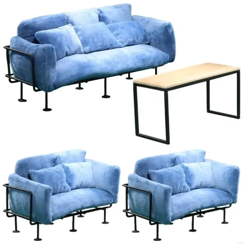 ミニチュアリビングルームのソファソファモデル詳細な植毛人形家具 1/6 スケールモデルコレクター 15UB