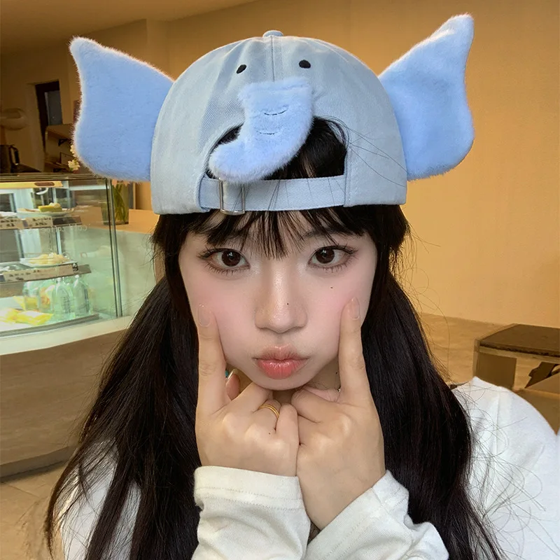 

Женские бейсболки, новые аниме Kawaii, мультяшный слон, котенок, милые, милые, модные, универсальные, козырьки, высококачественные шапки для девочек