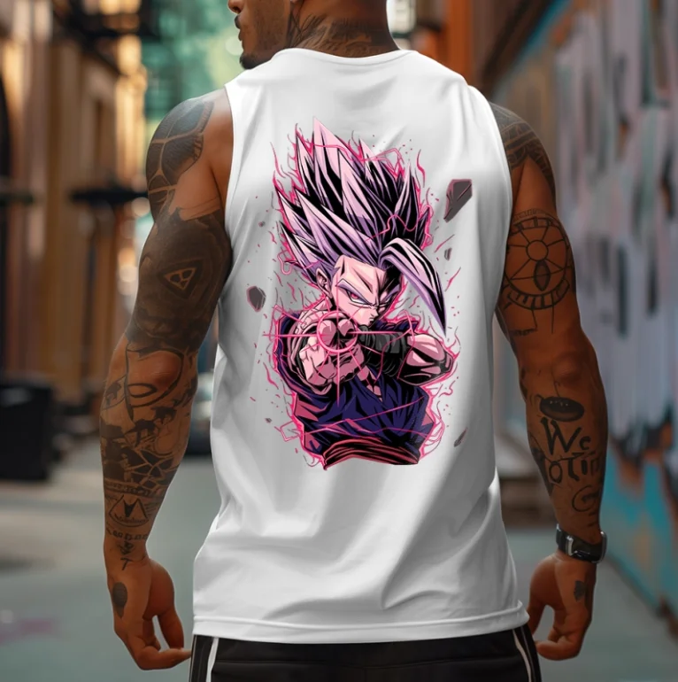 Chaleco sin mangas oficial de Dragon Ball para hombre con estampados de personajes, ropa informal de anime retro, camiseta con chaleco de fitness, para uso diario
