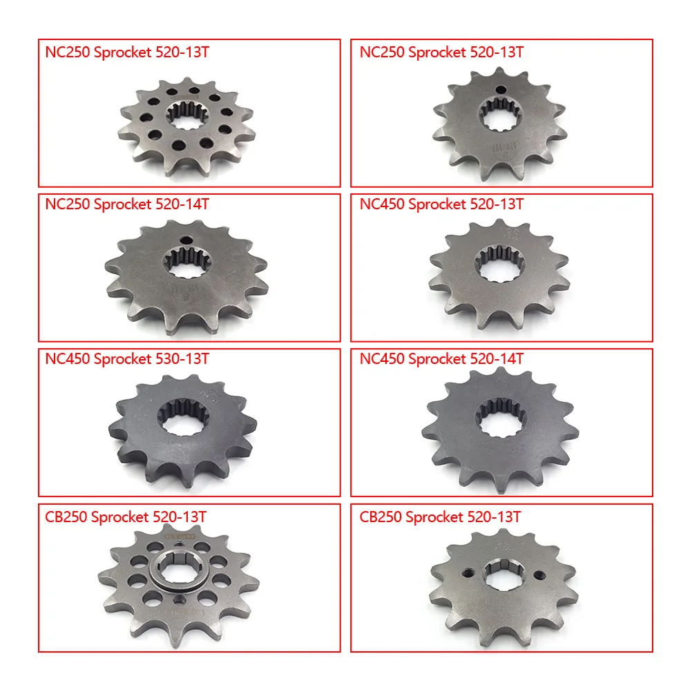 Motorcycle Front Chain Sprocket 13/14T Teeth Pinion Smooth Tooth Shape NC250 NC450 CB250 Engine 520 530 Chain For AVANTIS ENDURO