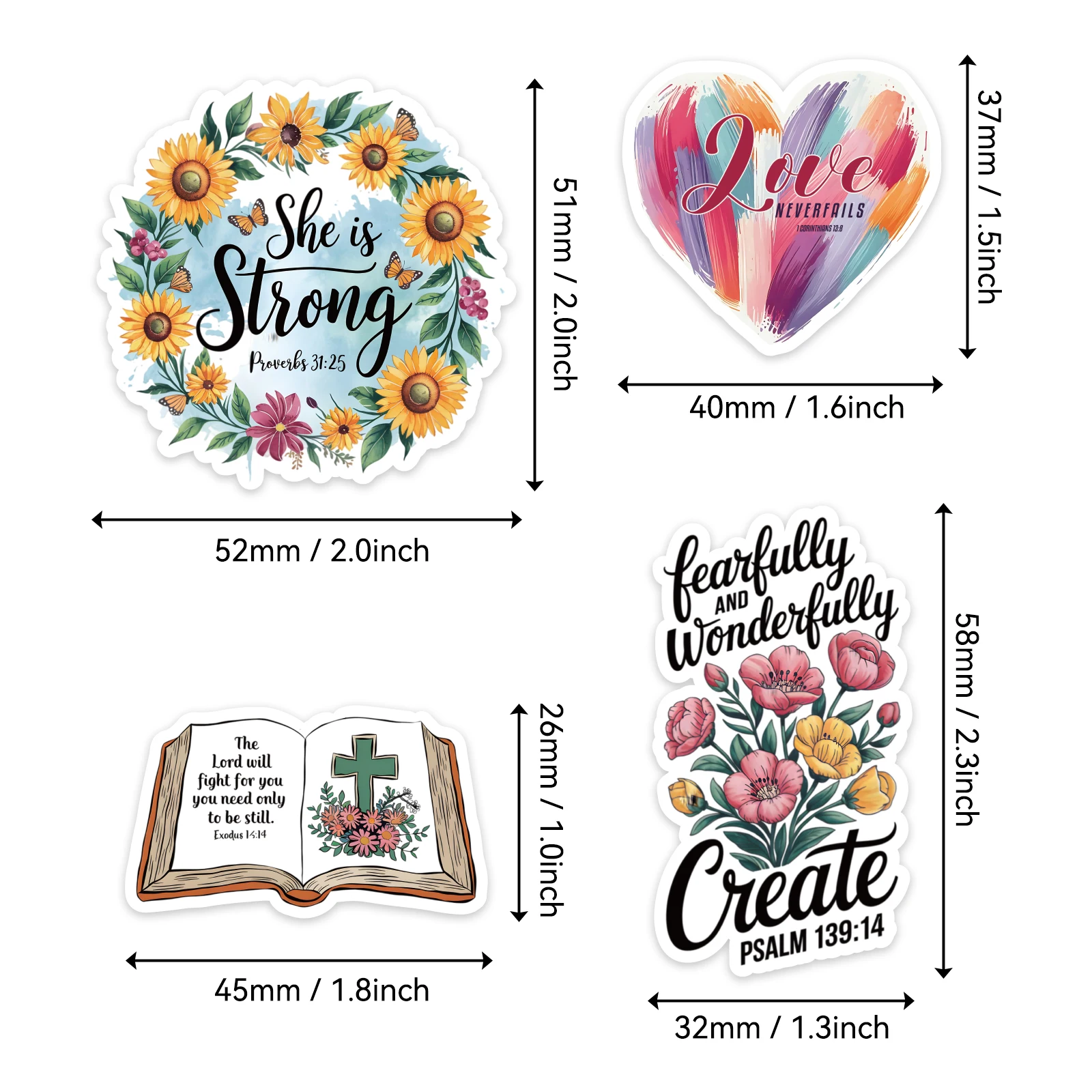 50PCS Jesus Phrase Graffiti Aufkleber Bibel Glaube Kreuz Worte Aufkleber Für Junk Journal Wasser Flaschen Laptop Telefon Kühlschrank – Detail 5