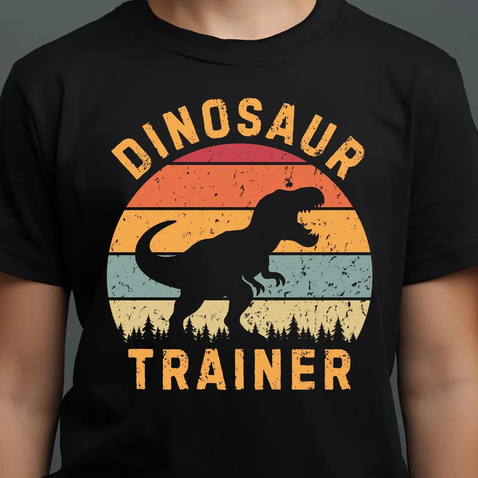 Dinosaurier-Trainer T-Shirt – Spaß für Dino-Liebhaber, Geburtstagsgeschenk für Rex-Tier-Enthusiasten, Kinder und Erwachsene, Vintage-Waschung, Unisex, Bequem