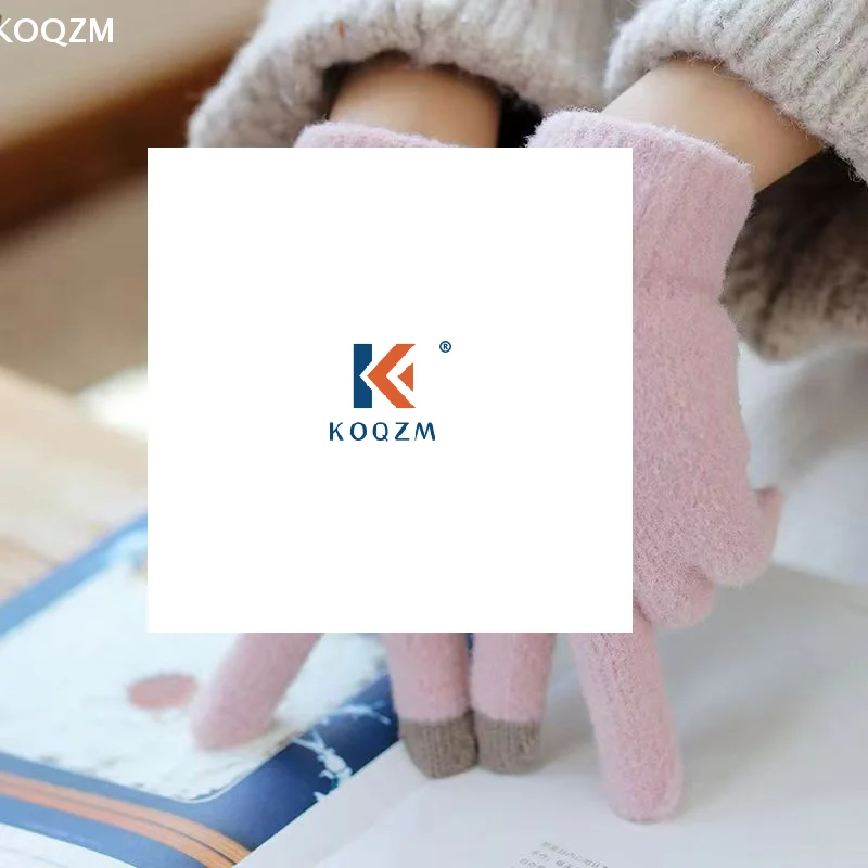 

Kawaii Knitted Gloves Female Cute Cartoon Embroidered Bear Touchscreen Gloves Autumn Winter Warm Women Shopping Knit Soft Gloves