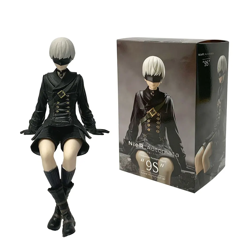 13CM Anime Game NieR: Automata Figure Ruoye No. 9 S-shaped Sitting Posture Animation Model Toy Gift Collection Decorative Orname