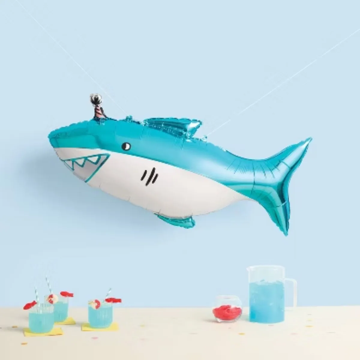 Shark Print Foil Balloon Teal， balloons ， birthday decoration ， party decoration