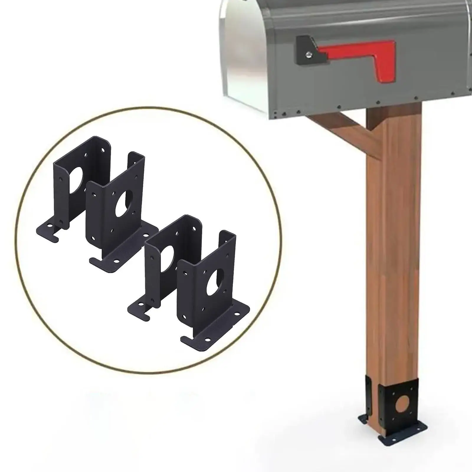 4Pcs Wood Fence Pergola Brackets Log Cabin Patio Home Outdoor Courtyard Park Heavy Duty Post Anchor Base Brackets