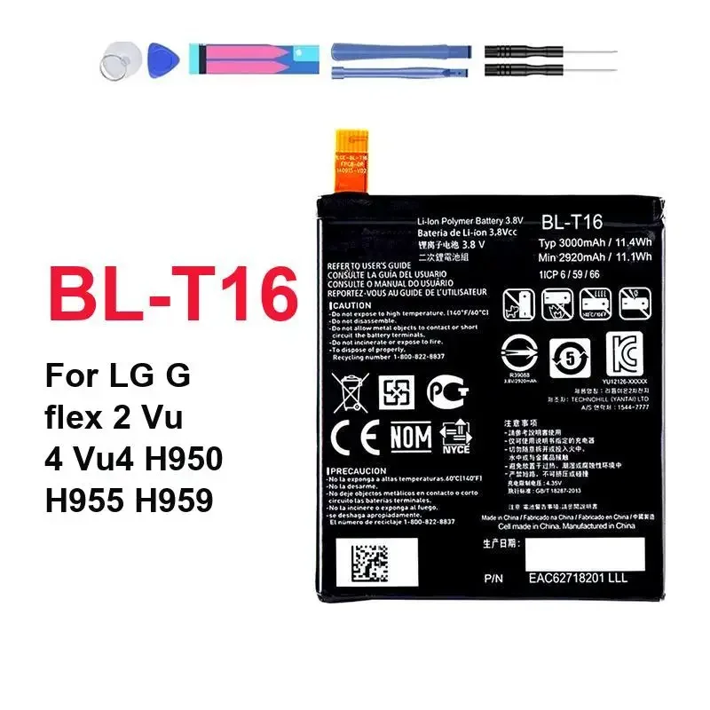 Batería BL-T16 de 3000mAh para LG G Flex 2 VU 4 Vu4 H950 H955 H959 BL T16, batería de repuesto segura y confiable para teléfono móvil