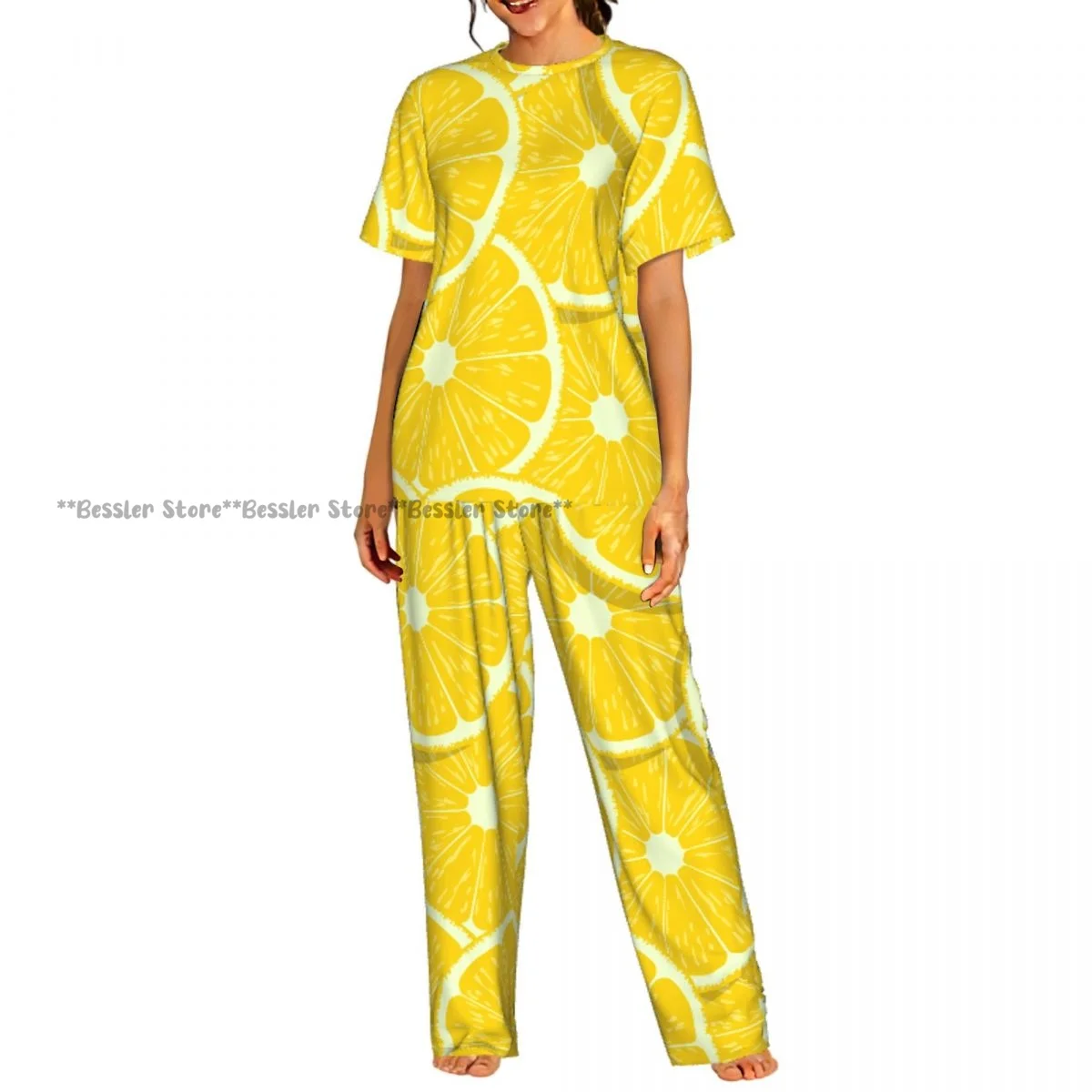 

Women's Comfort Pajamas Women's Lemon Slice Short Sleeve Set Sleepwear